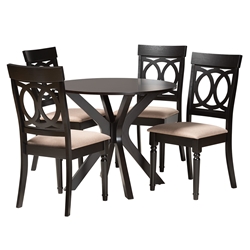 Baxton Studio Jessie Modern Sand Fabric and Dark Brown Finished Wood 5-Piece Dining Set